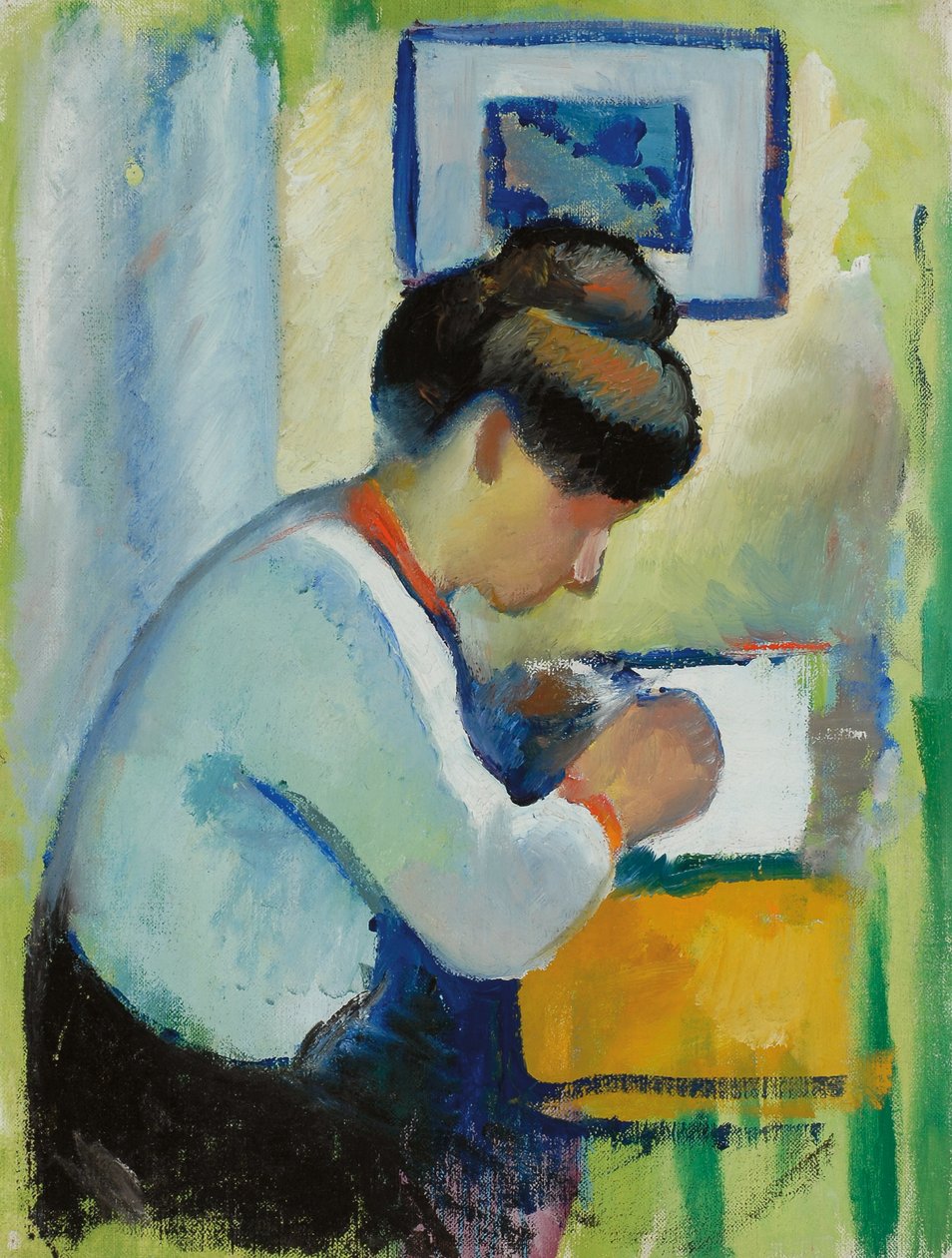 Escrita da mulher, 1910 de August Macke