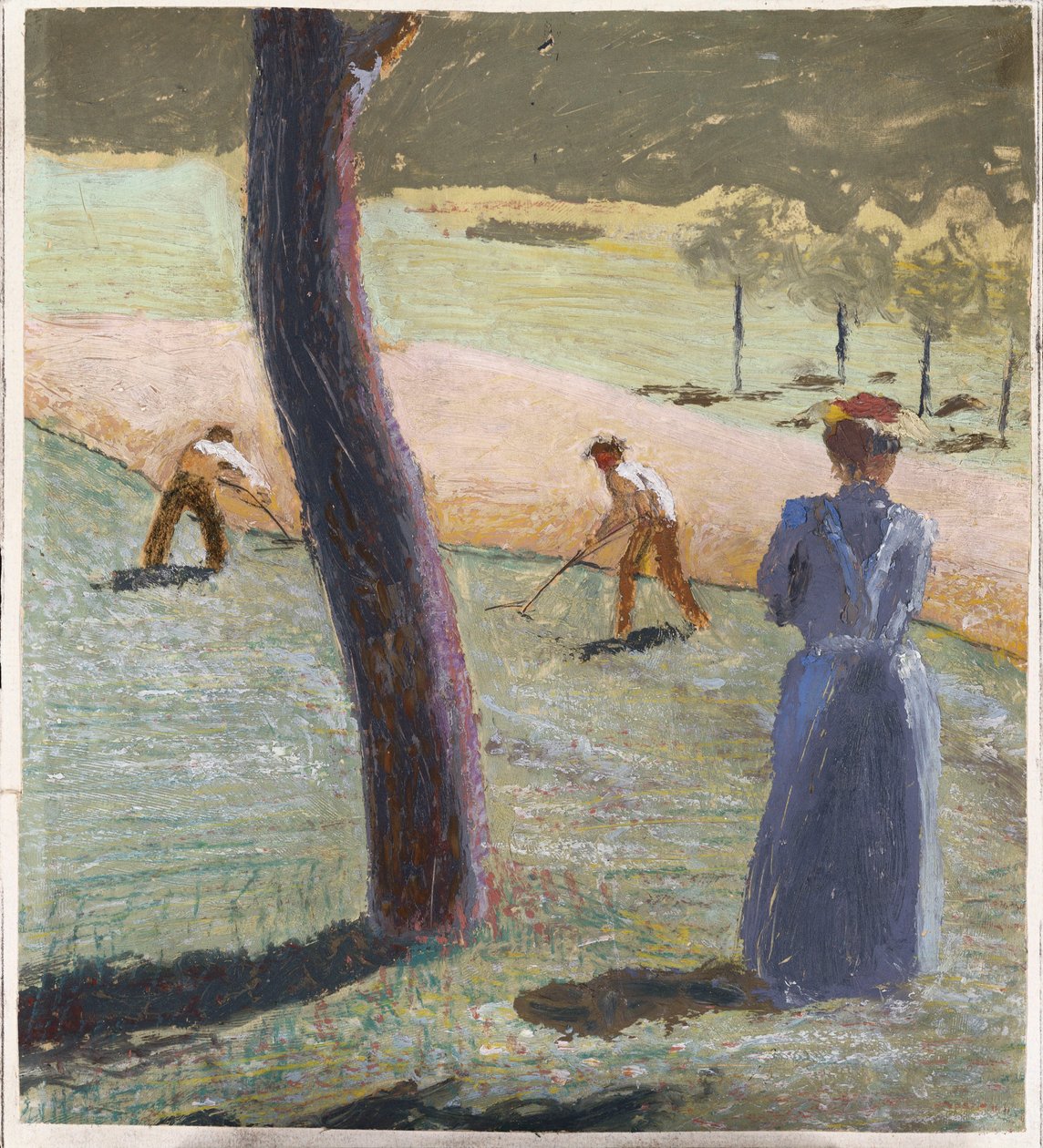 Trabalhadores em um campo em Kandern; Trabalhadores no campo perto de Kandern, 1907 de August Macke