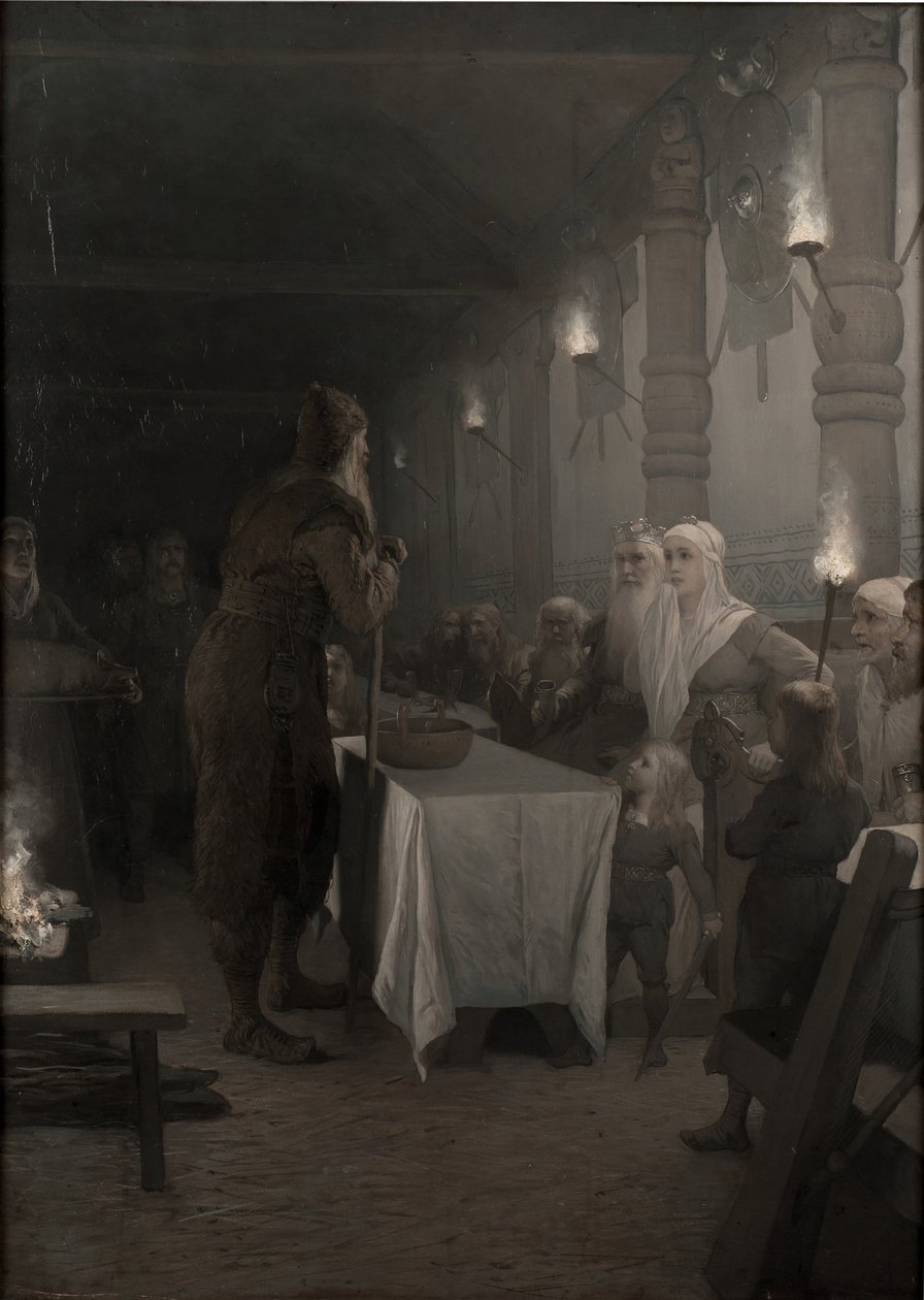 Frithiof chega junto do rei Ring (da saga de Frithiof) de August Malmström