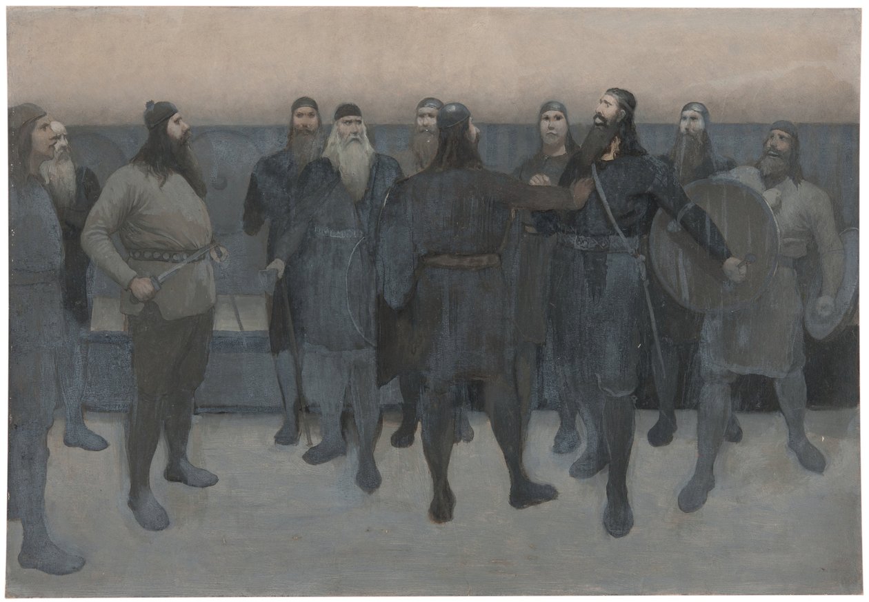Ilustração para a «Saga de Njal» de August Malmström