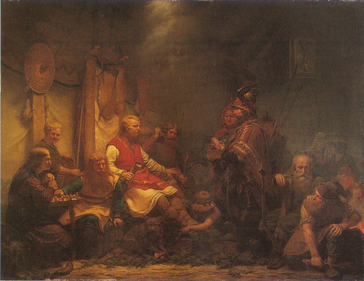 Os mensageiros do Rei Ella perante os filhos de Ragnar Lothbrok de August Malmström