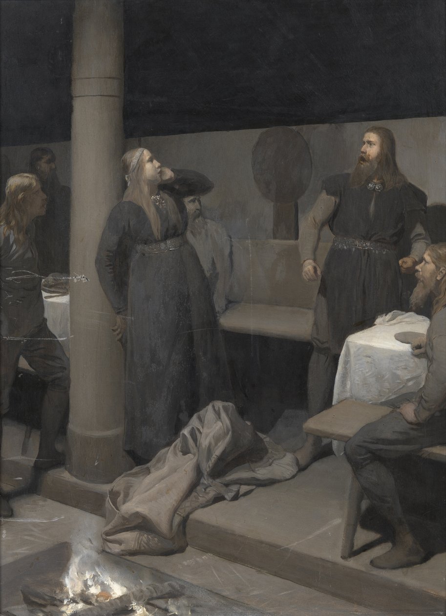 A história de Burnt Njáll: Gunnar e Hallgerðr, c. 1895 de August Malmström