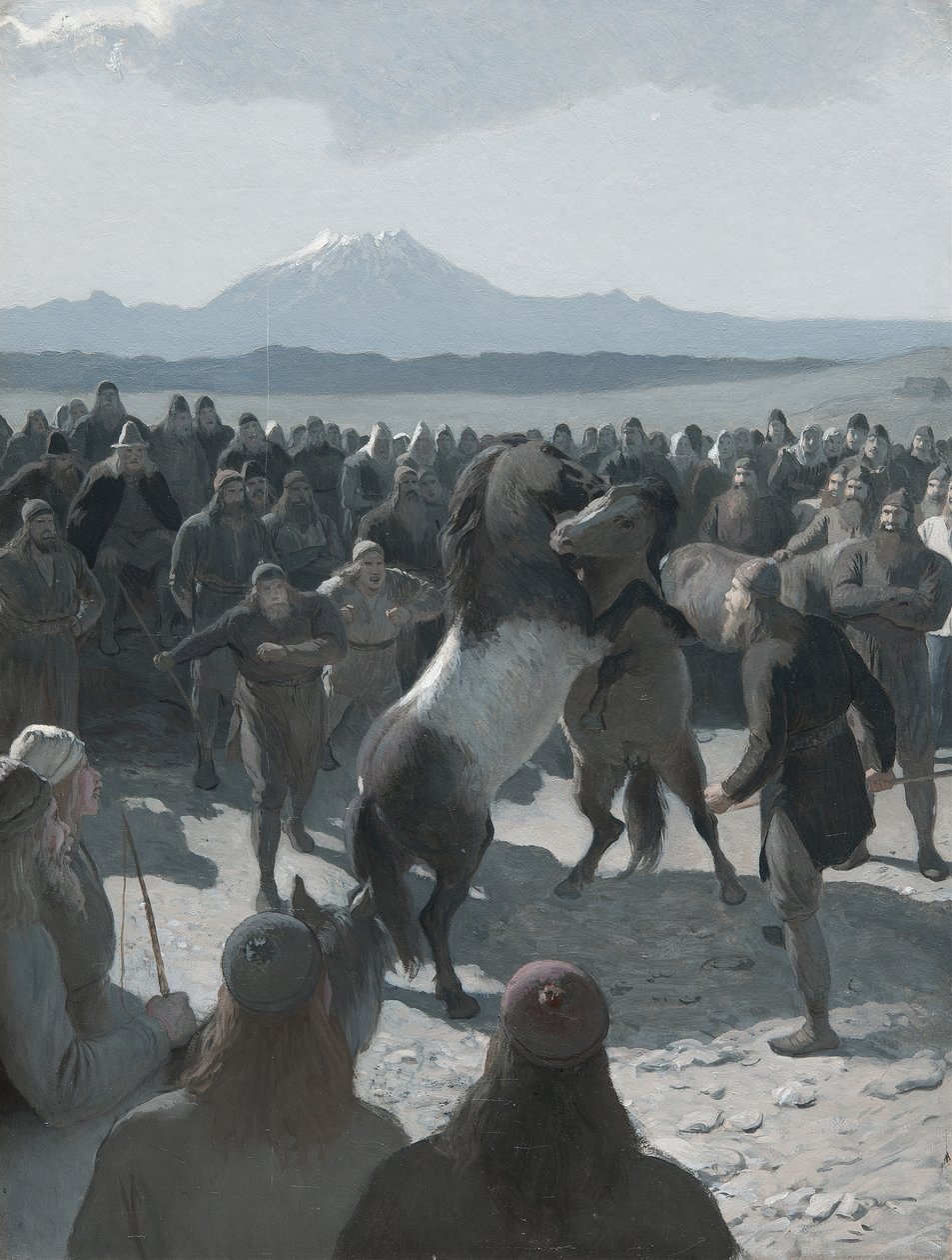 A história de Burnt Njáll: The Horse-Fight em Hliðarendi, década de 1880. de August Malmström