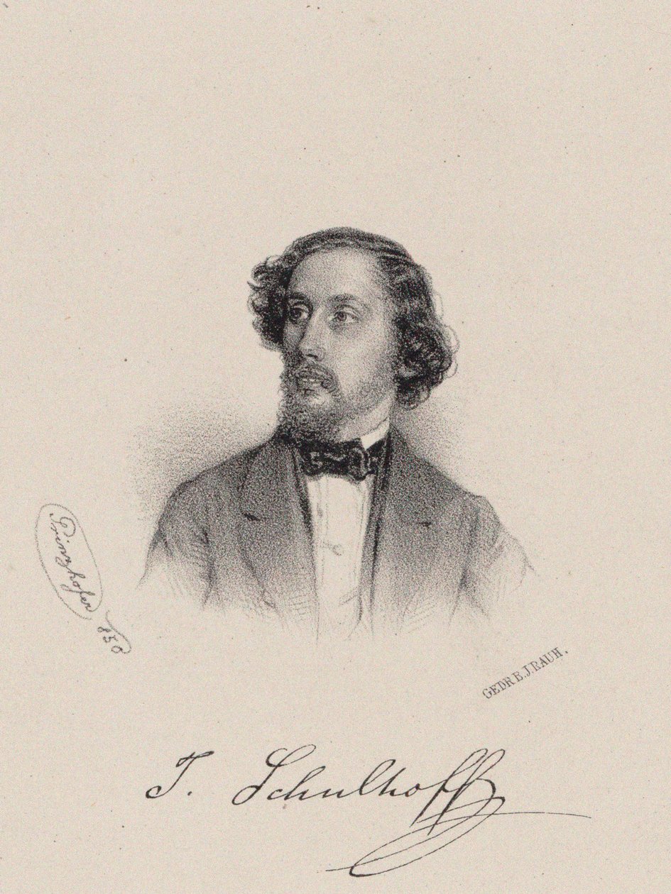 Retrato do pianista e compositor Julius Schulhoff 1825-1898, 1850. de August Prinzhofer