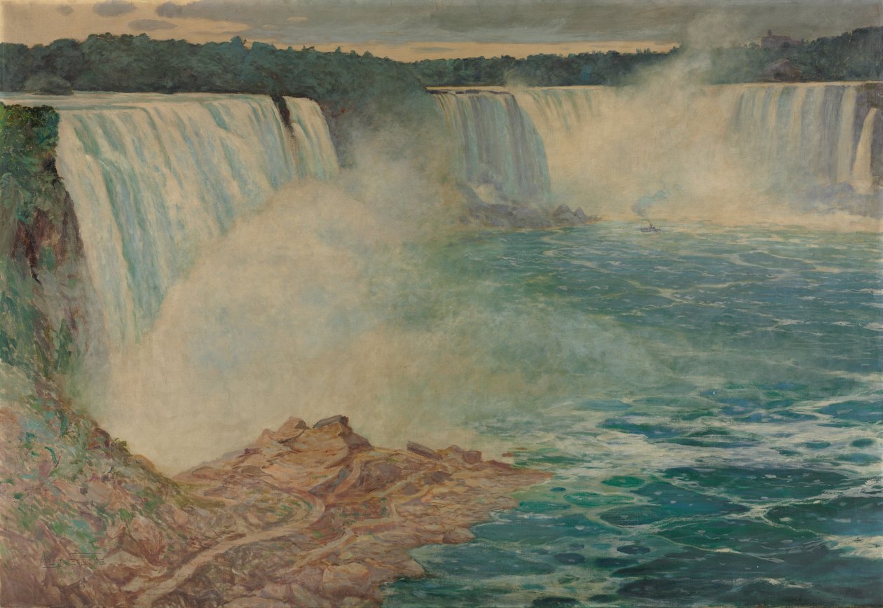 Cataratas do Niágara, c. 1906-1909 (óleo sobre tela) de August Satra