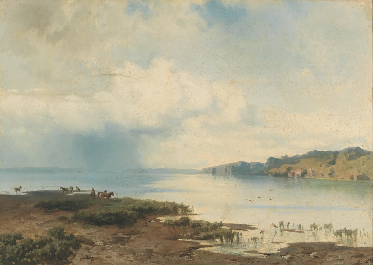 Alemão: Horses on the coast de August Schaeffer von Wienwald