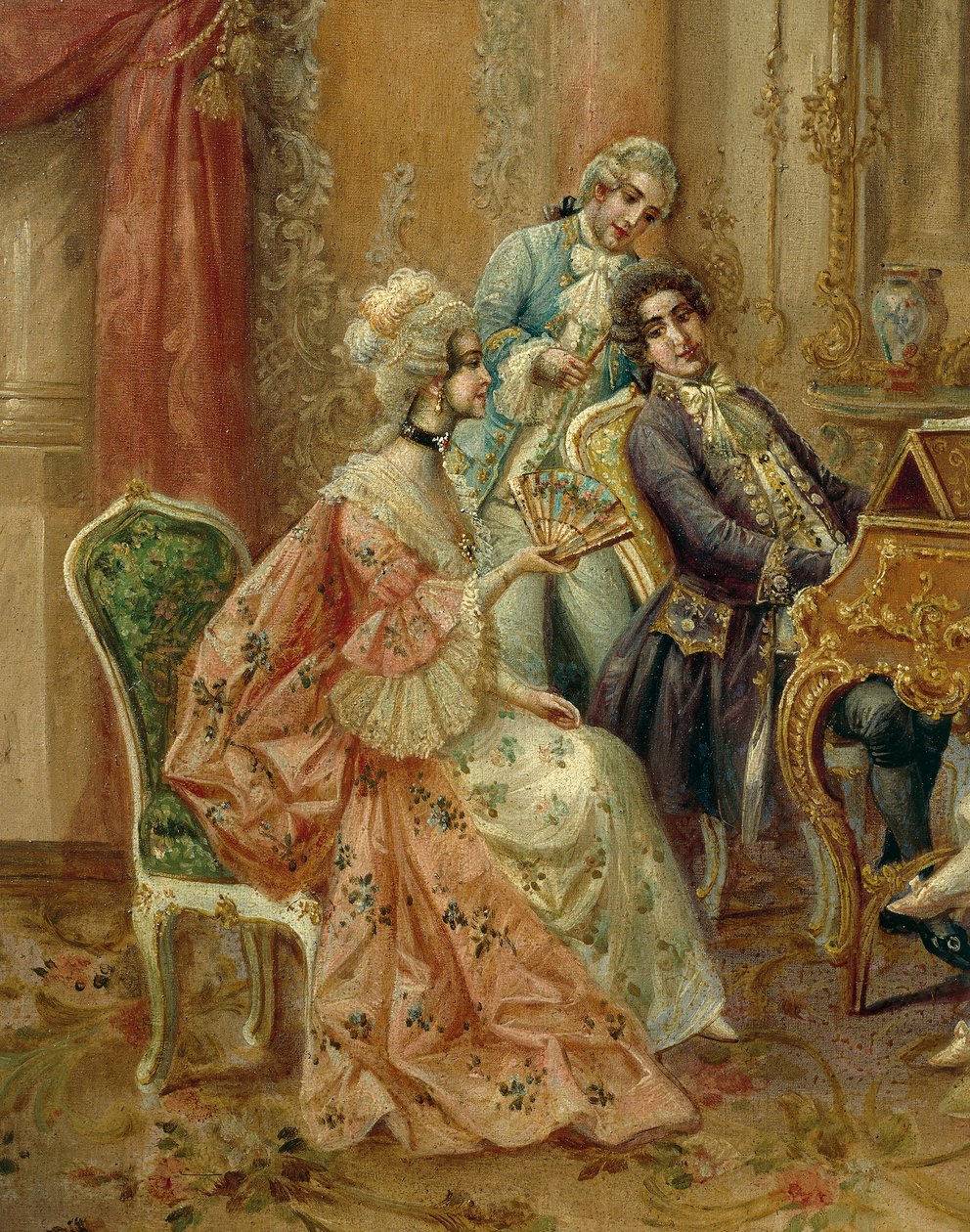 Ao piano, por Stephan Sedlacek (1868-1936), óleo sobre tela, Detail de August Stephan Sedlacek