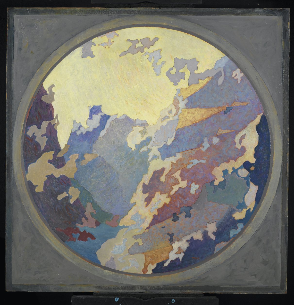 Canyon, c.1931 (óleo sobre tela sobre papelão) de August Vincent Tack