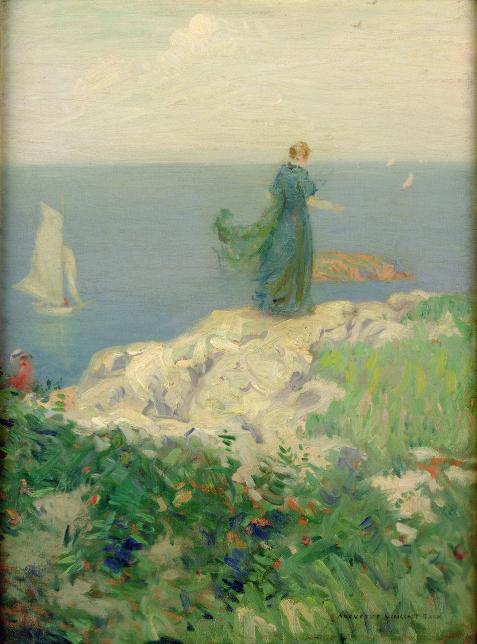 Cena à beira-mar (óleo sobre tela) de August Vincent Tack