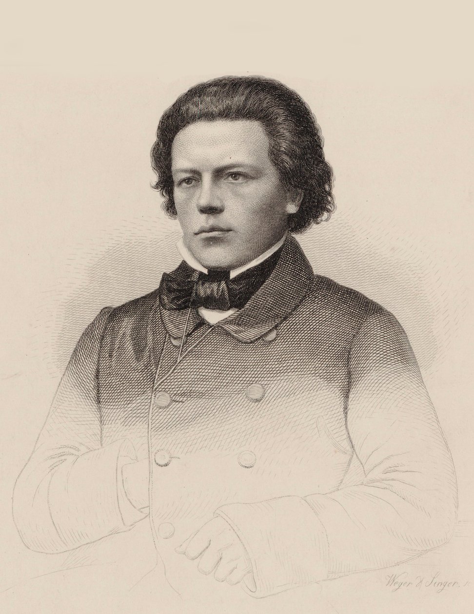 Retrato do compositor Anton Rubinstein 1829-1894, 1850. de August Weger