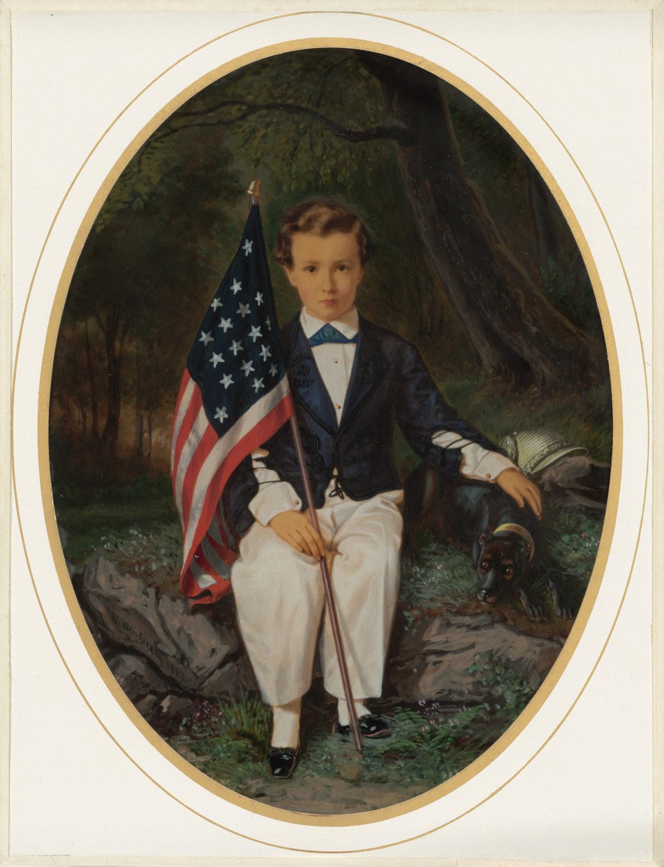 Retrato de um rapaz segurando uma bandeira, 1859 (foto) de August Wenderoth