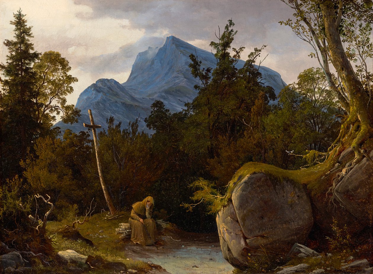 O monge nas montanhas de August Wilhelm Ahlborn