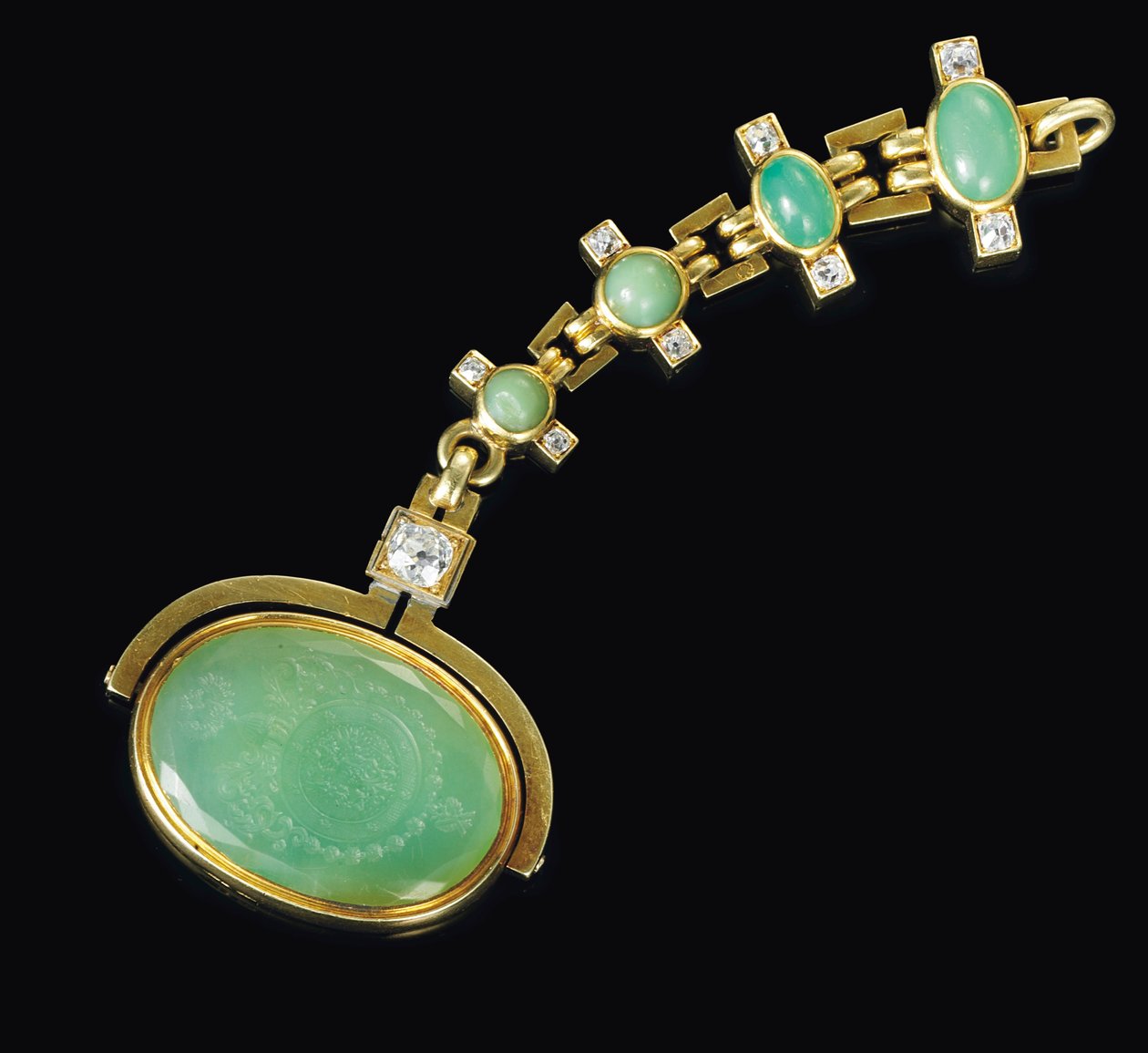 Selo giratório com jóias da Faberge, c.1890 de August Wilhelm Holmström