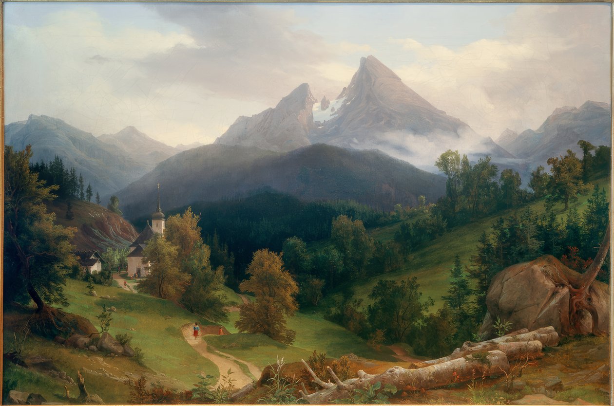 Paisagem com Watzmann de August Wilhelm Julius Ahlborn