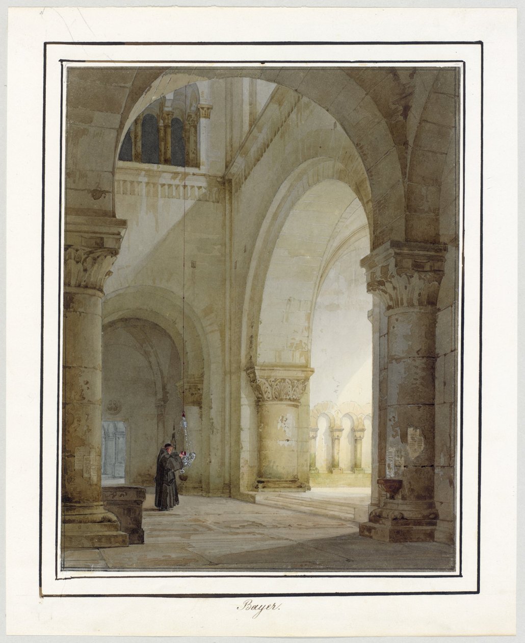 Interior de uma igreja românica de August von Bayer