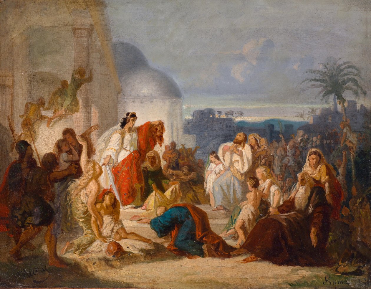 Alemão: Judite mostra aos betulianos a cabeça cortada de Holofernes de August von Heckel