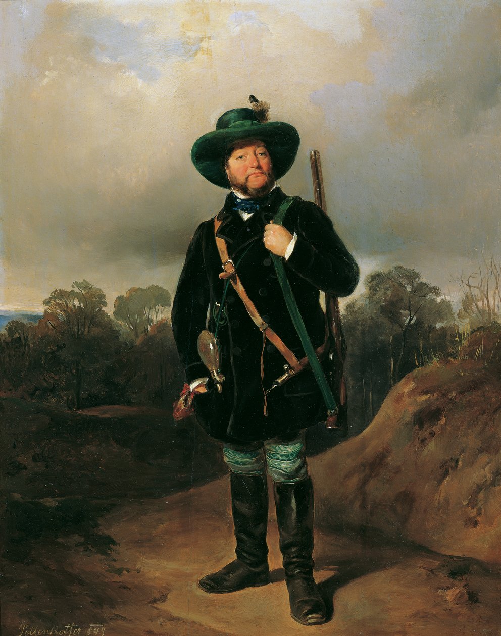 Josef Strommer como um caçador de August von Pettenkofen