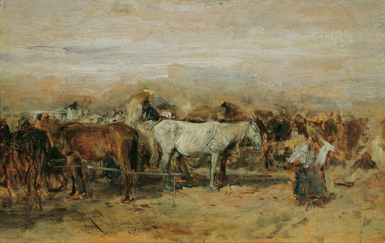 Mercado de cavalos em Szolnok II de August von Pettenkofen