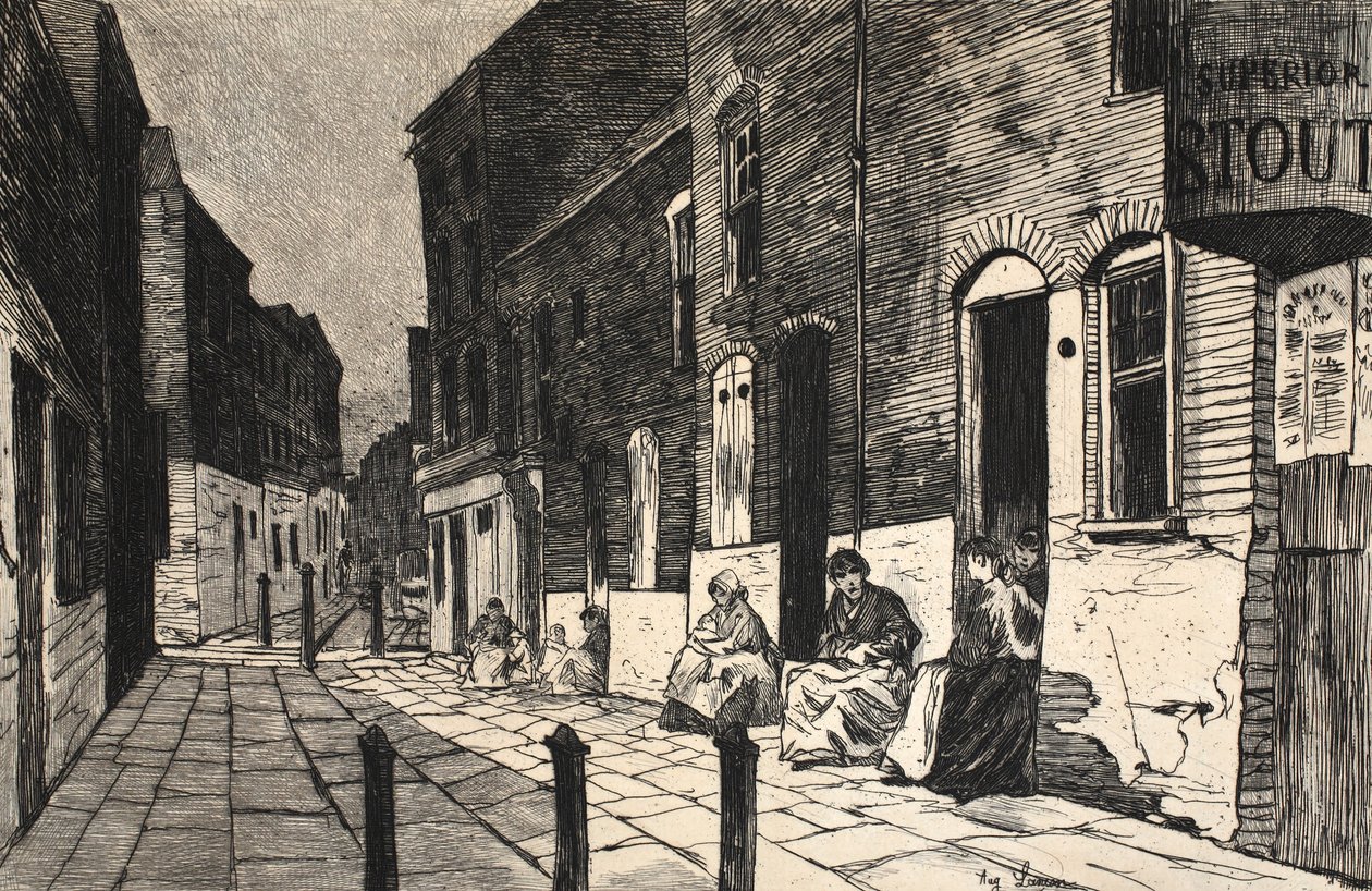 Ilustração "da rua em Londres", bar. por G. Charpentier et Cie, 1884 de Auguste Andre Lancon