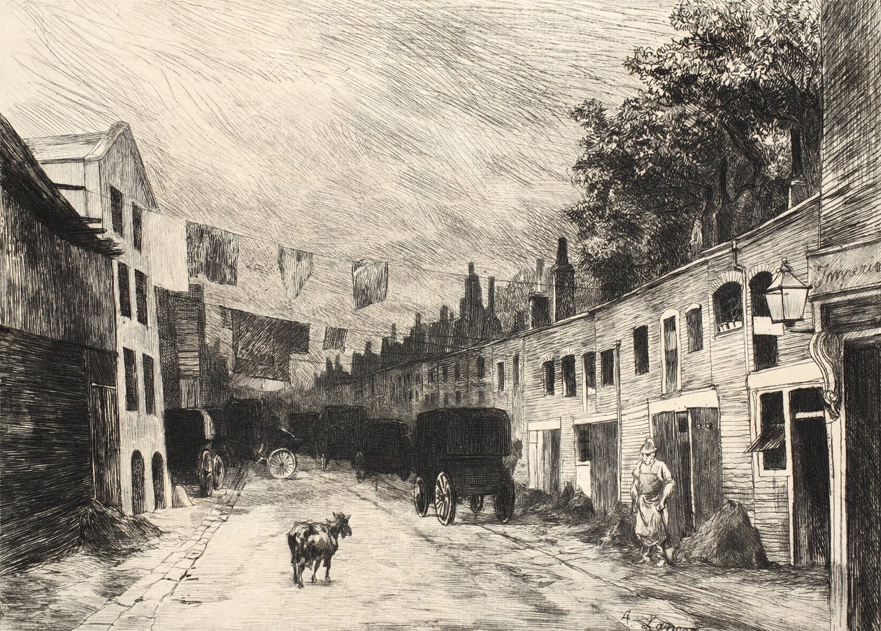 Ilustração "da rua em Londres", bar. por G. Charpentier et Cie, 1884 de Auguste Andre Lancon