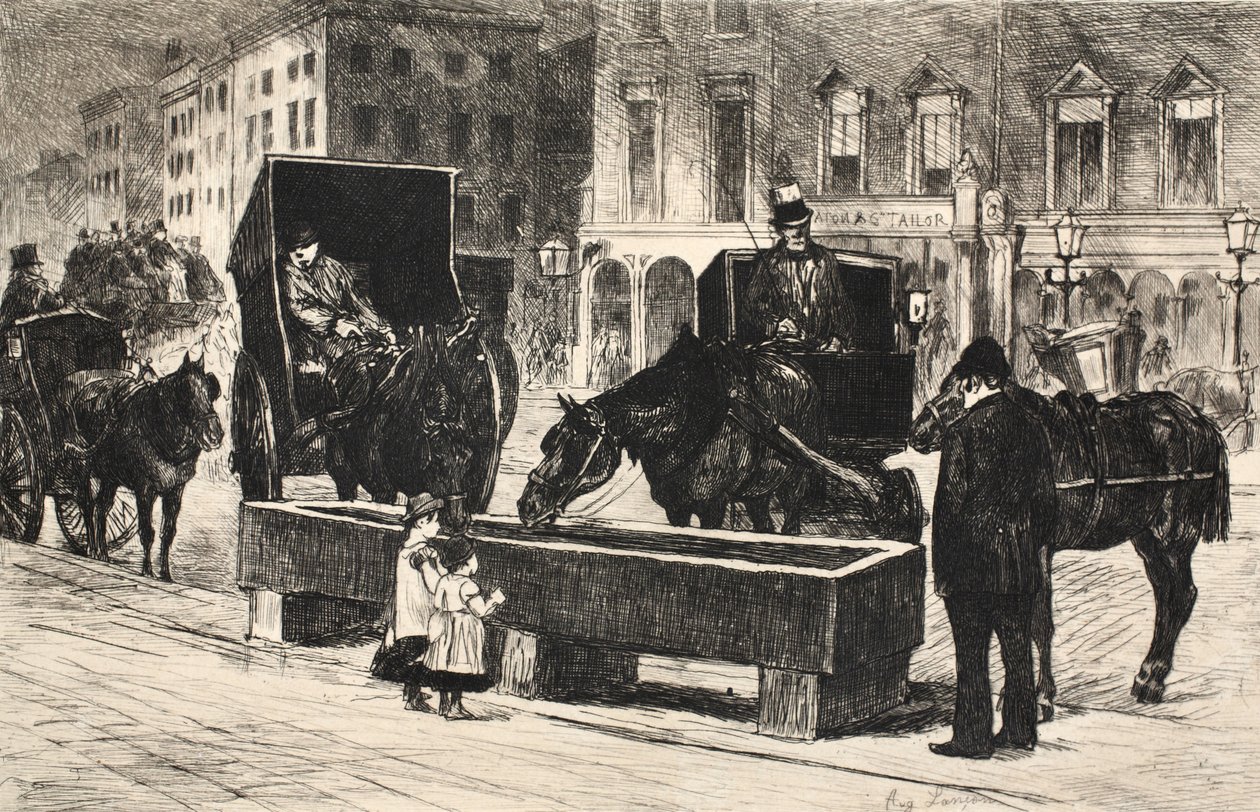 Ilustração "da rua em Londres", bar. por G. Charpentier et Cie, 1884 de Auguste Andre Lancon