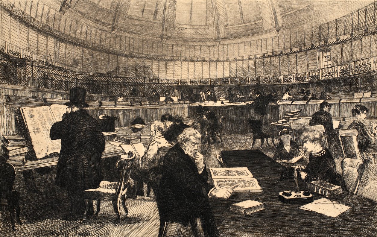 O Museu Britânico, ilustração de &39;The Street in London&39;, pub. por G. Charpentier et Cie, 1884 de Auguste Andre Lancon