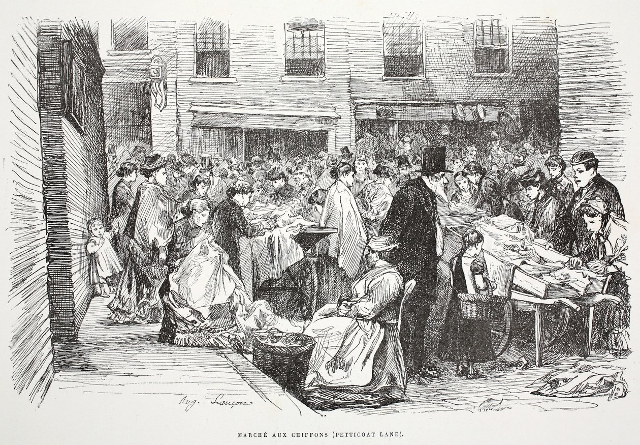 Pista da anágua, ilustração "da rua em Londres", bar. por G. Charpentier et Cie, 1884 de Auguste Andre Lancon
