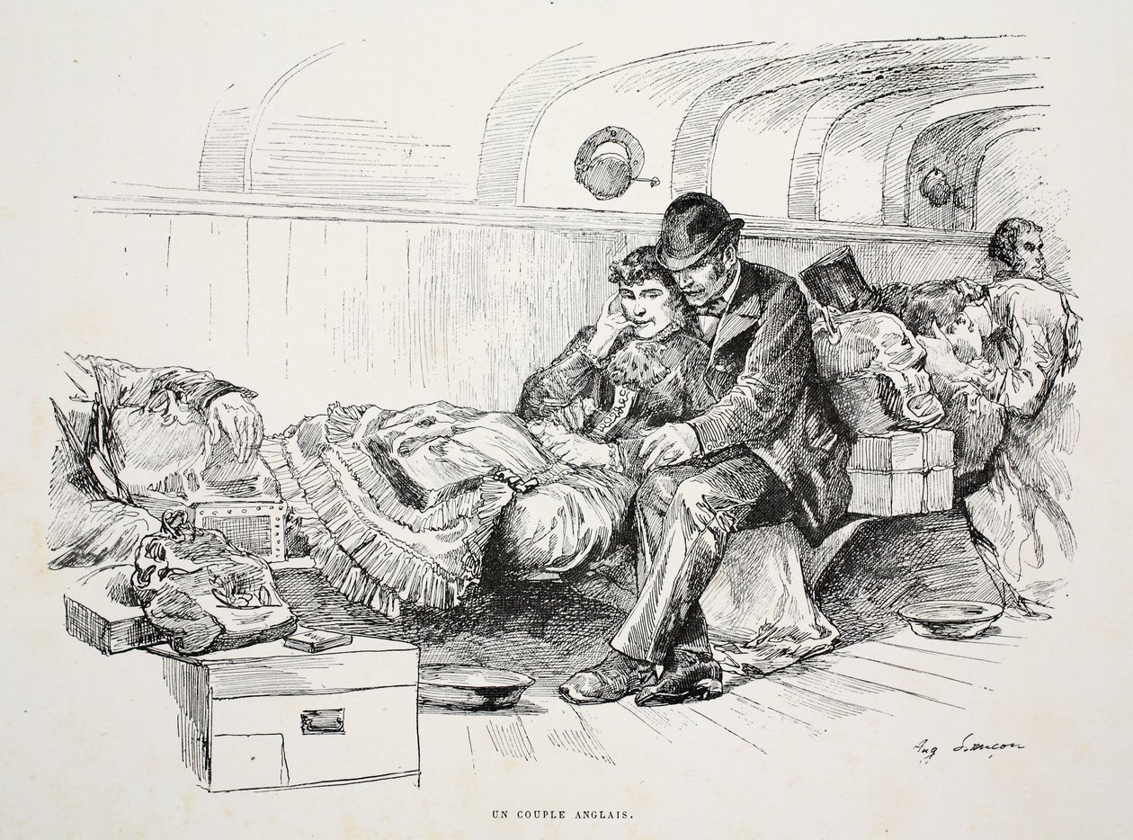Um par inglês, ilustração "da rua em Londres", bar. por G. Charpentier et Cie, 1884 de Auguste Andre Lancon