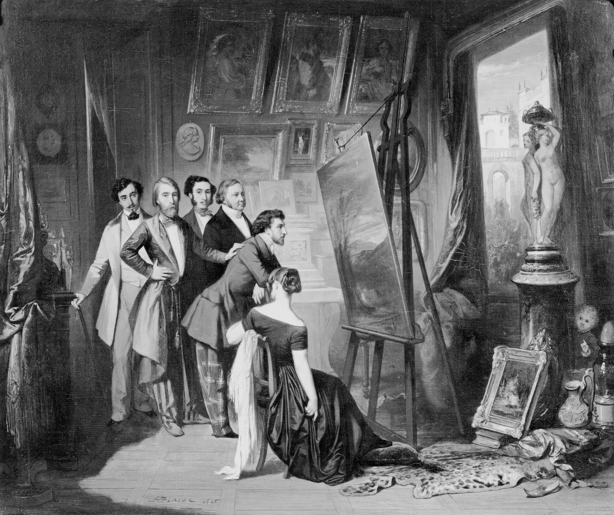Interior do estúdio de Alfred Bruyas (1821-1877) em Montpellier, 1848 de Auguste Barthelemy Glaize
