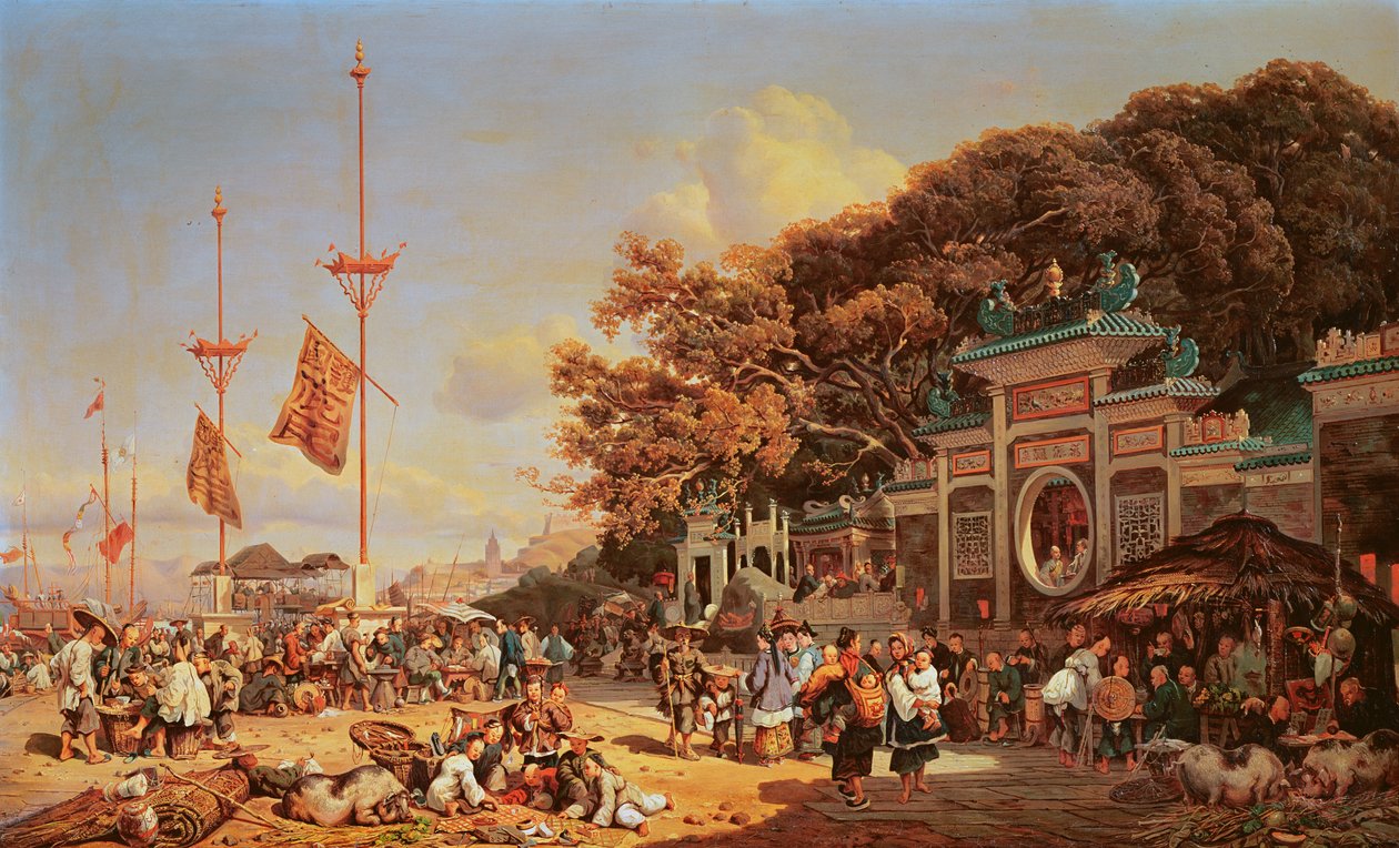 Um mercado em Macau de Auguste Borget
