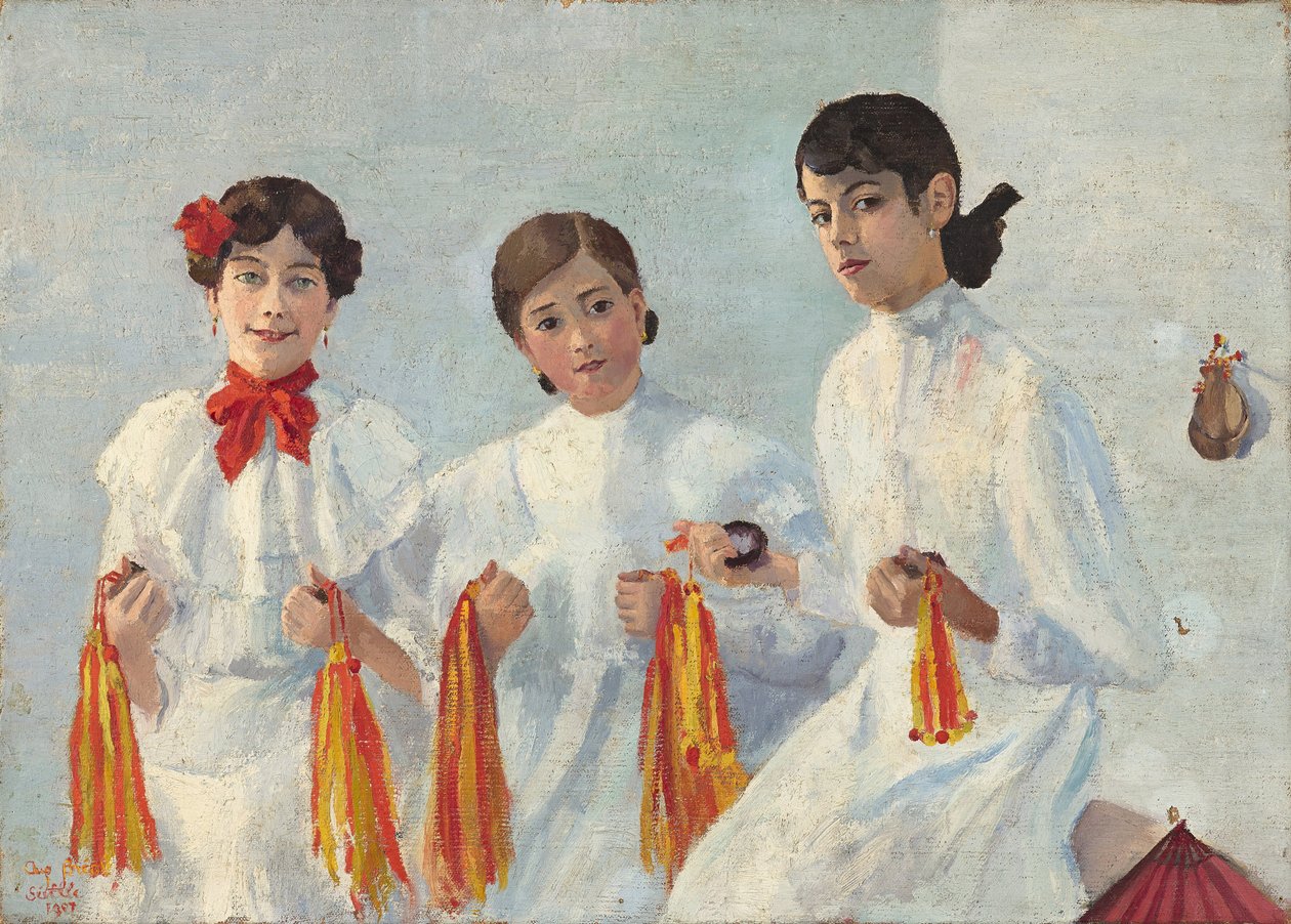 Três jovens sevilhanos - Pintura de Auguste BREAL (1875-1938), óleo sobre tela, 50,7 x 70 cm, 1907 - Musée Cantini de Auguste Breal