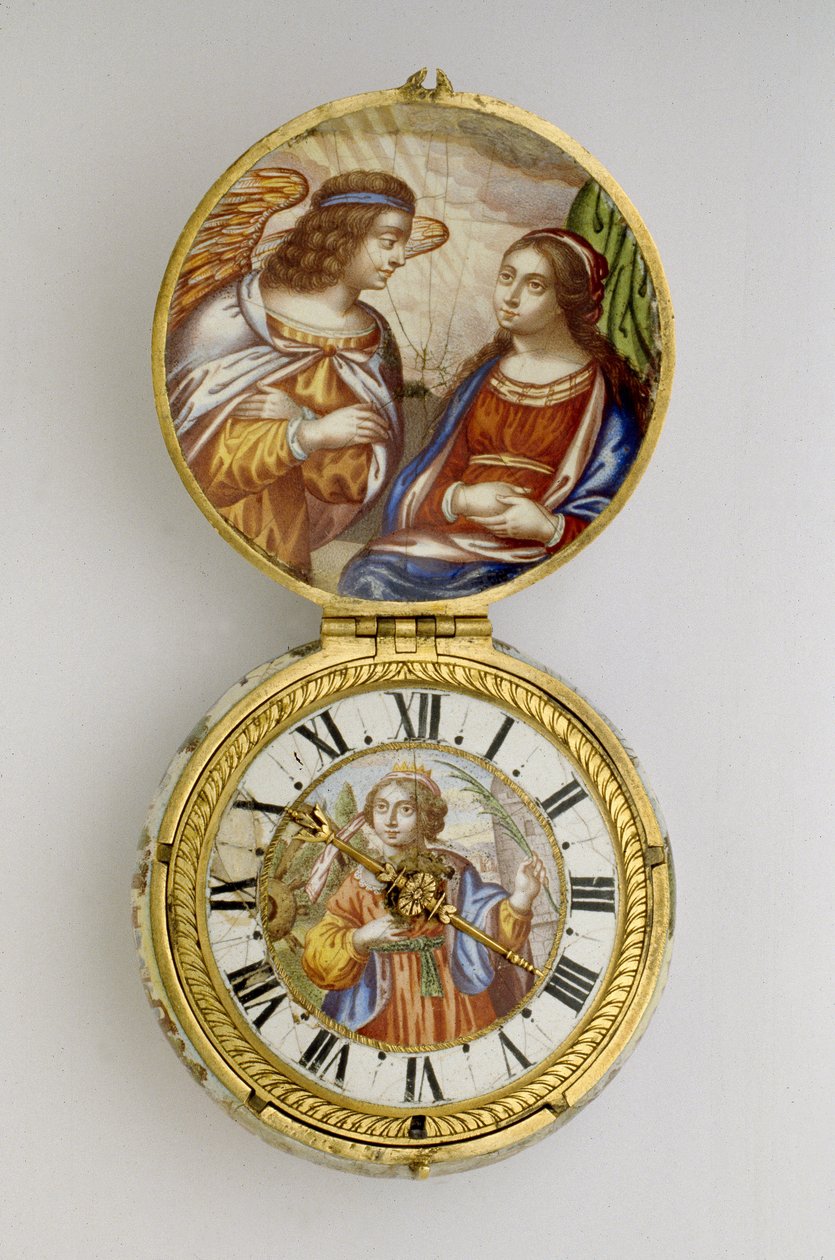 Ouro e esmalte Cased Verge Watch, c. 1650 (ouro e esmalte) de Auguste Bretonneau