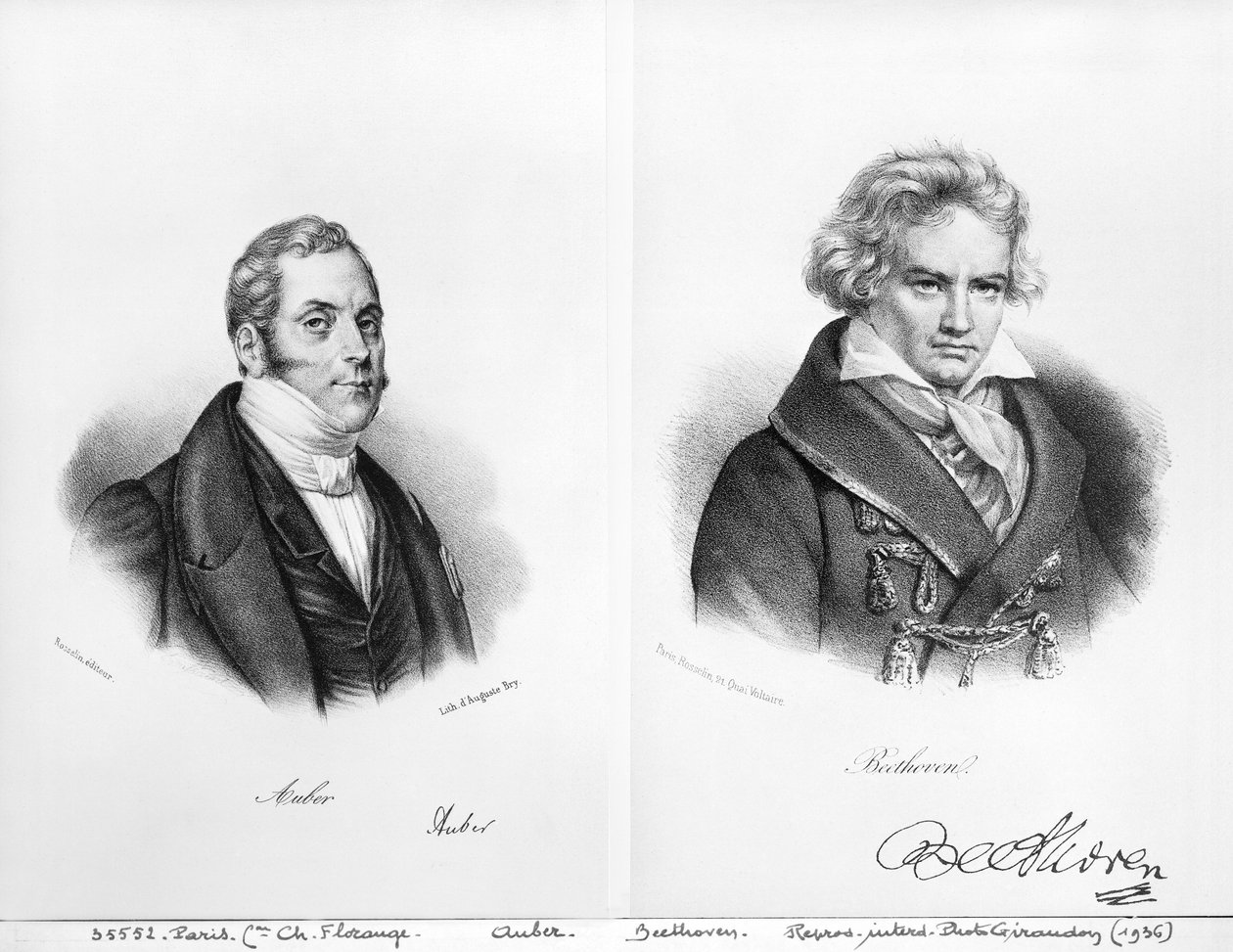 Esprit Auber (1782-1871) e Ludwig van Beethoven (1770-1827) de Auguste Bry