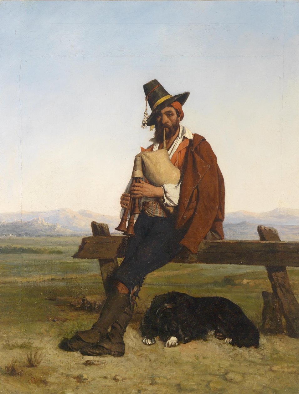 Paisagem italiana com um pastor de músico de Auguste Charpentier