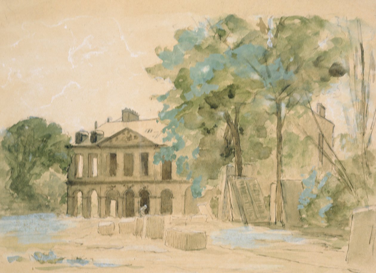 A demolição do Chateau de Puteaux, c.1880 wc em papel de Auguste Durst