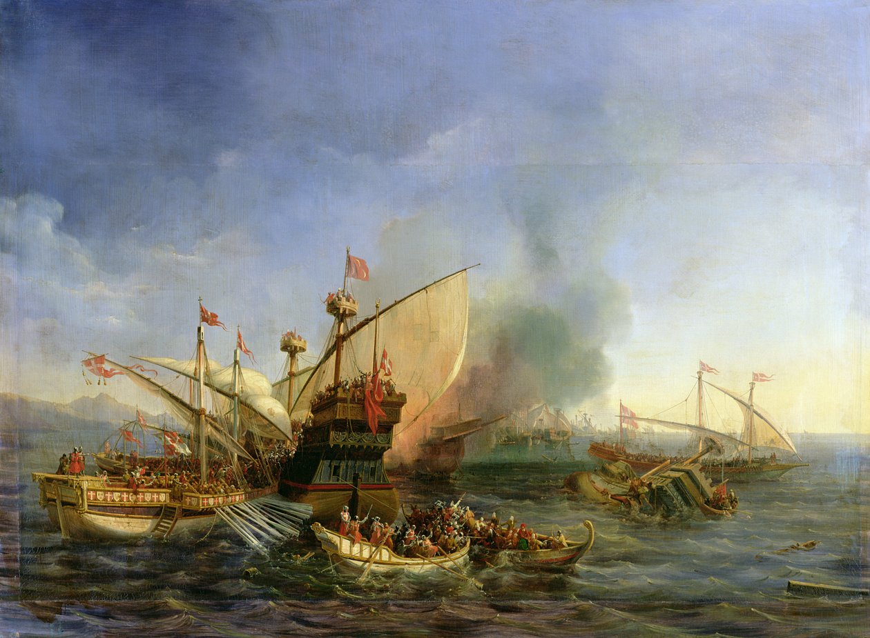 Batalha Naval de Episkopi em 1323, 1841 de Auguste Etienne Francois Mayer