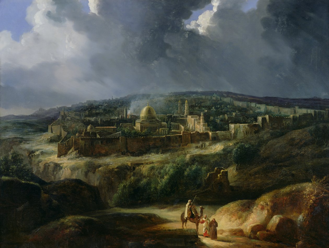 Vista de Jerusalém do Vale de Josafá, 1825 de Auguste Forbin