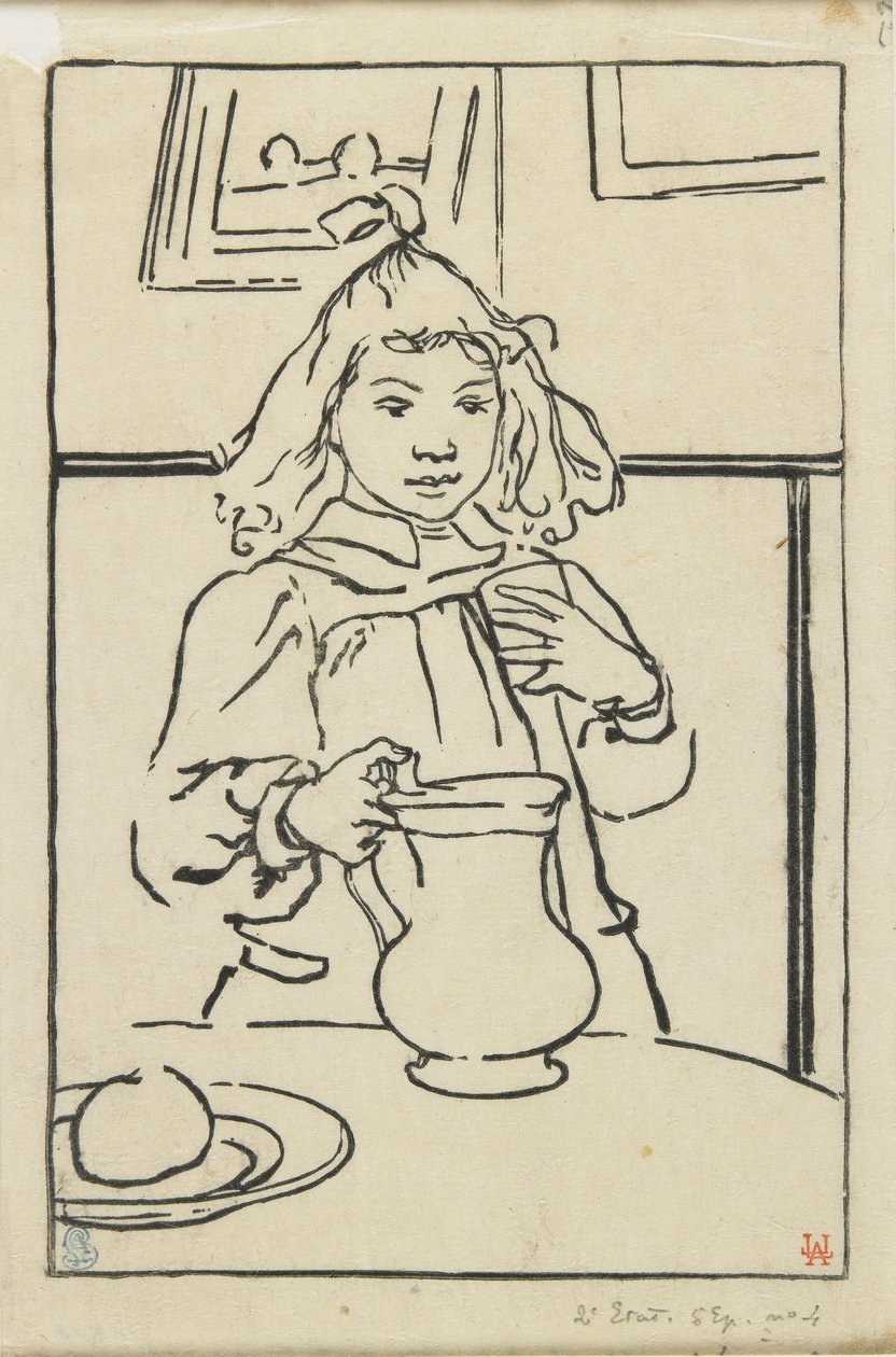 Rapariga com um jarro, 1890 de Auguste Louis Lepère