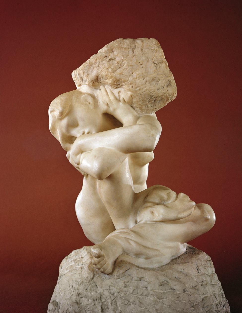 Cariátide com uma pedra, 1881-82 (mármore) de Auguste Rodin