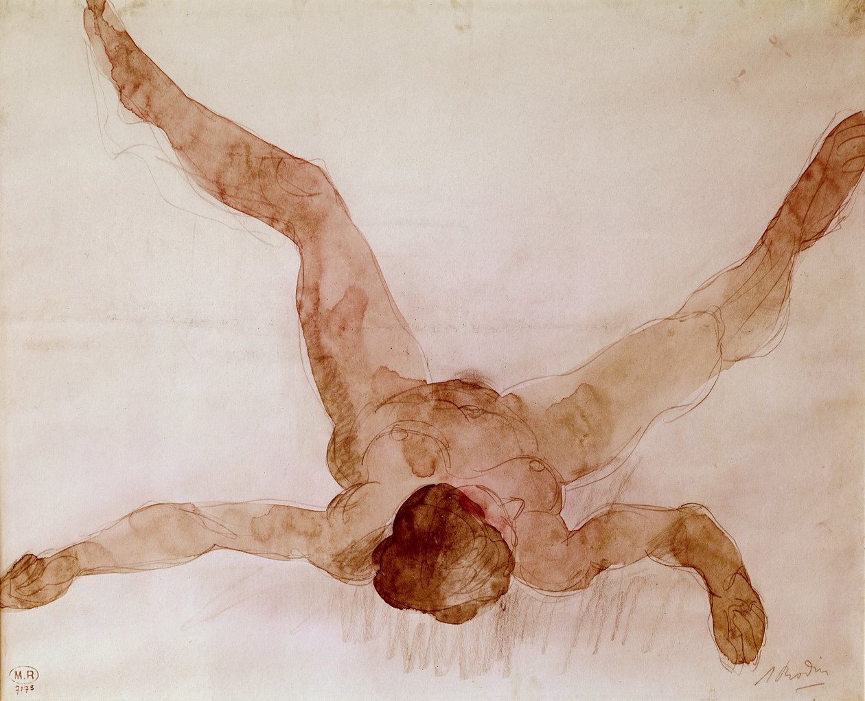 Mulher nua deitada de costas de Auguste Rodin