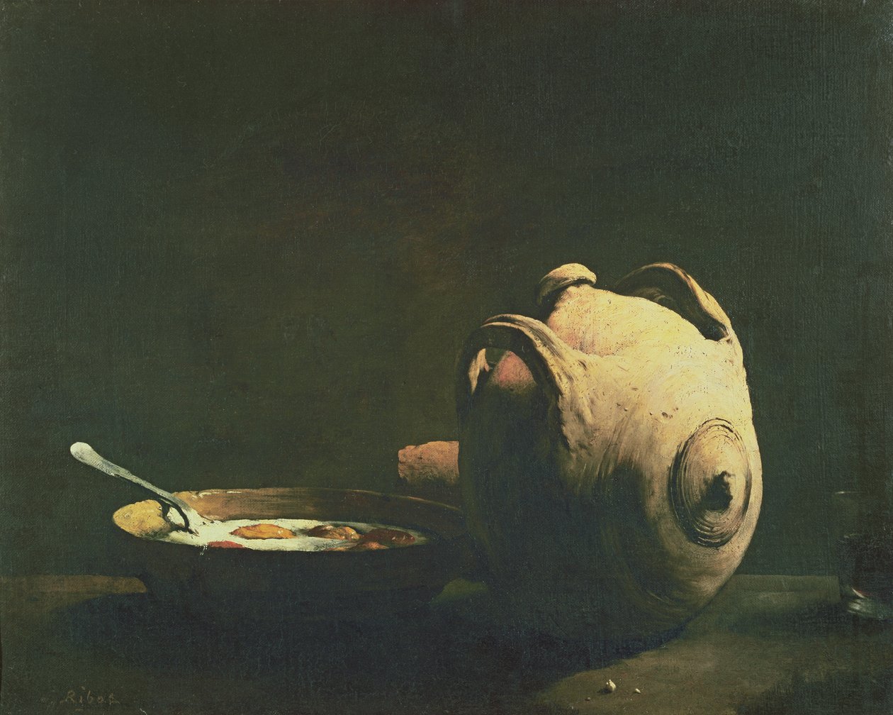 Ainda vida com ovos em uma placa, século XIX de Auguste Theodule Ribot