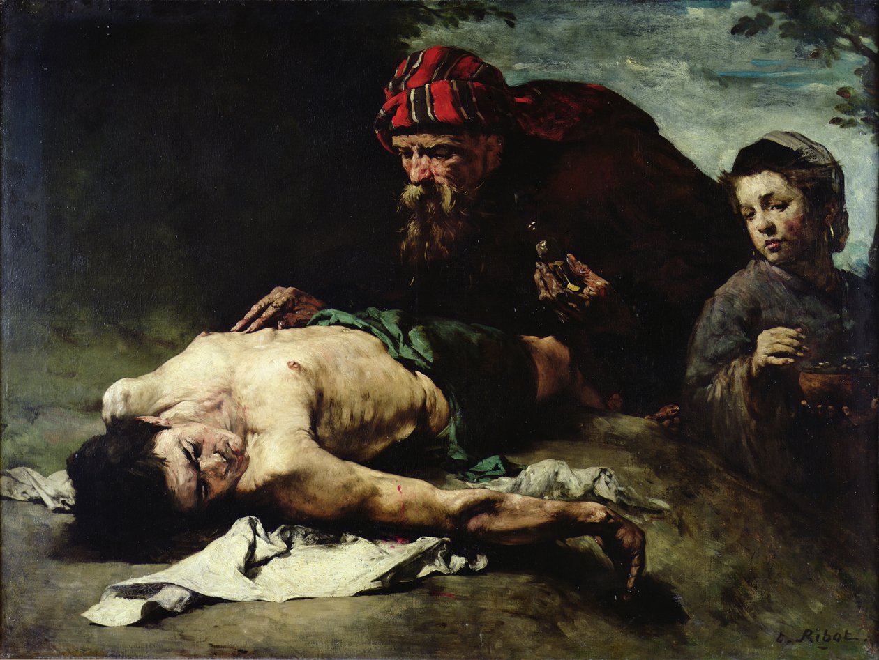 O Bom Samaritano, 1870-75 de Auguste Theodule Ribot