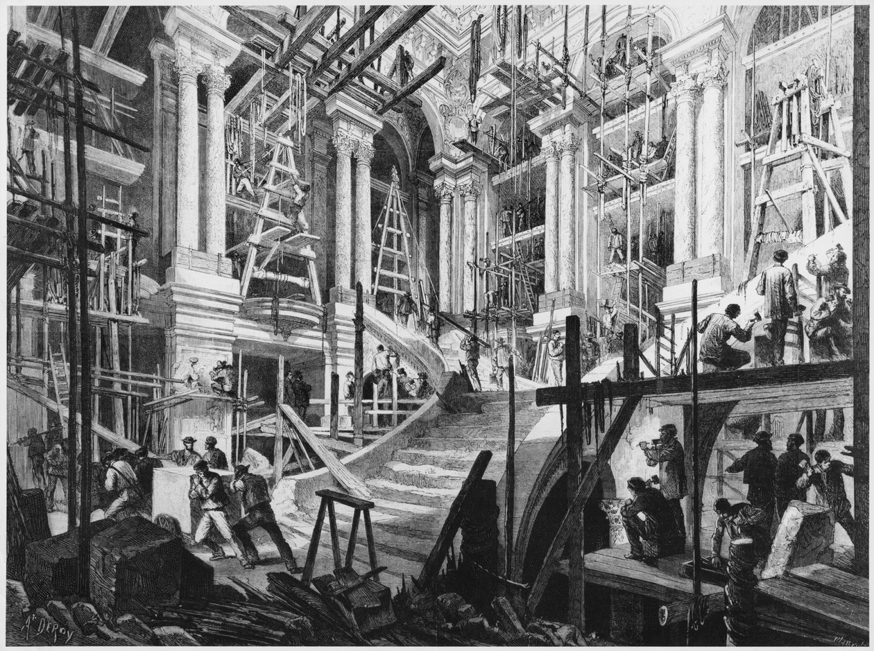 Edifício da grande escadaria, Opera, Paris de Auguste Victor Deroy