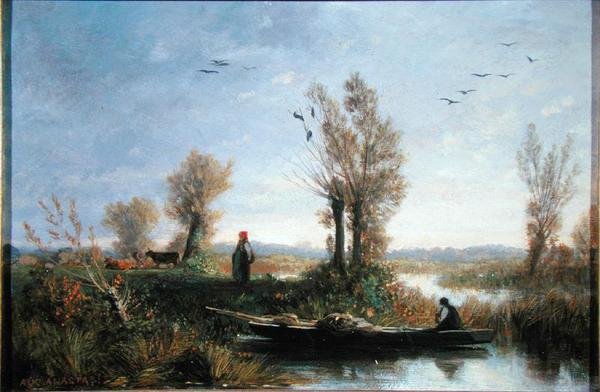 Os Bancos de um Canal (óleo sobre tela) de Auguste Paul Charles Anastasi