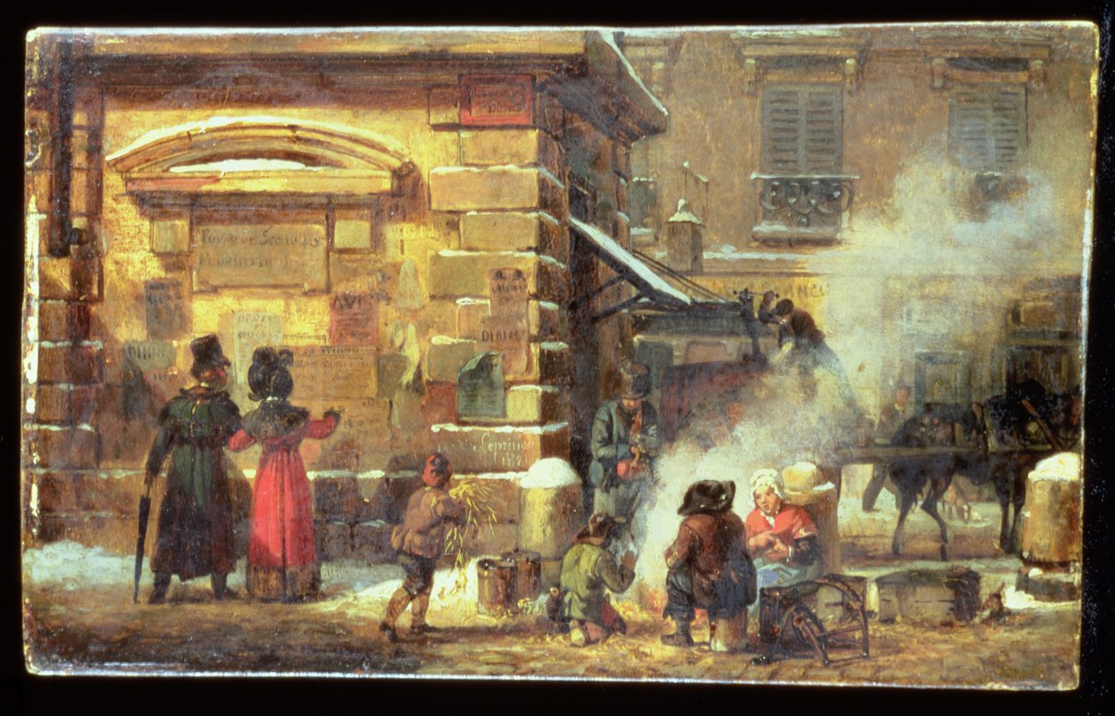Cena de rua francesa, 1821 de Auguste Xavier Leprince