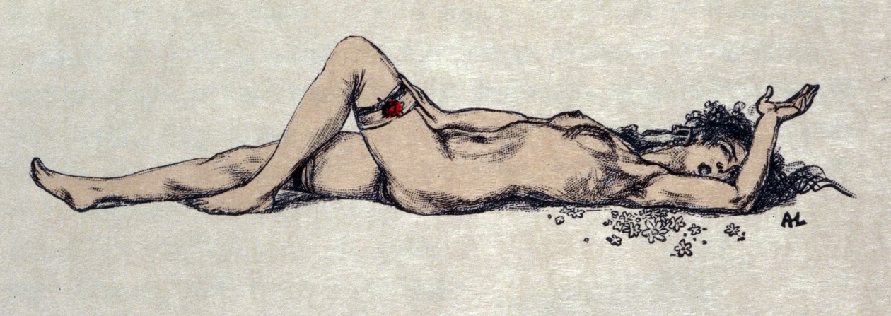 Mulher nua deitada de Auguste (after) Leroux