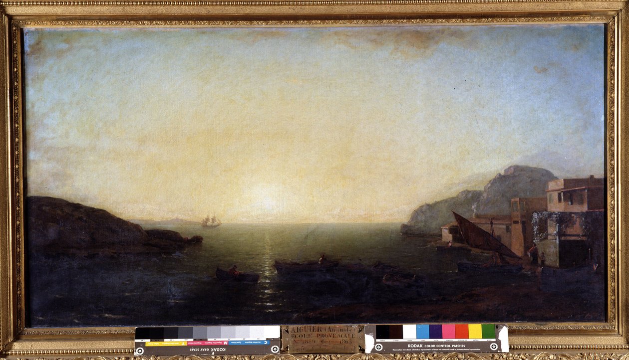Efeito do pôr-do-sol no Mar Mediterrâneo de Auguste Aiguier