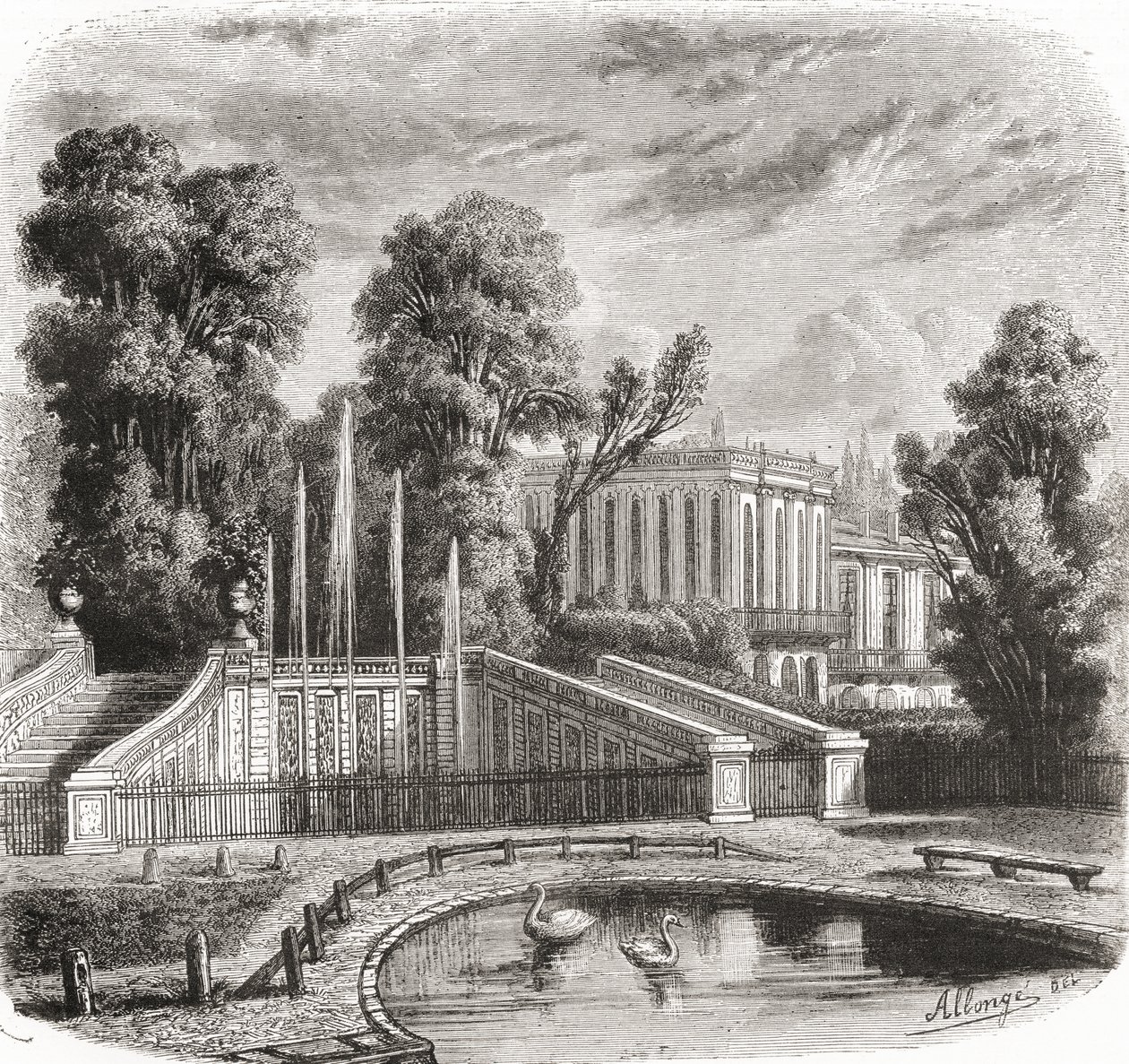 O Petit Trianon em Versalhes, França, do século XIX de Auguste Allonge