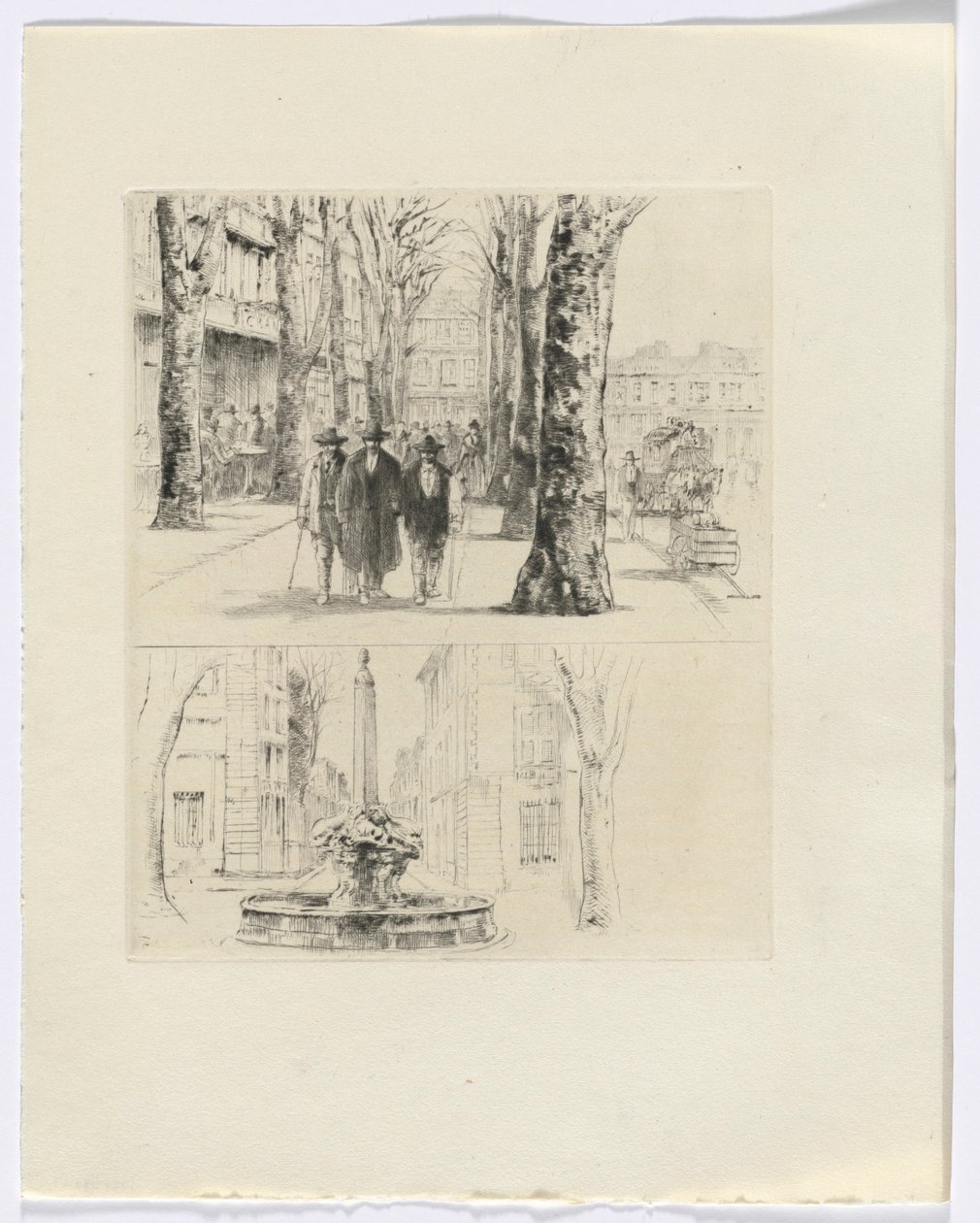 Frédéric Mistral: Mémoires et Recits de Frédéric Mistral: cena de rua da cidade/fonte (inserir após p. 120) de Auguste Brouet