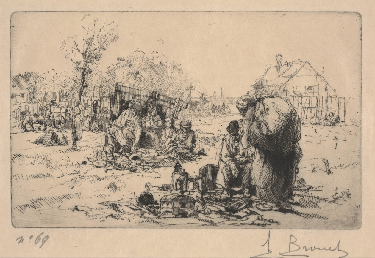 Vendedores de Bric a Brac (gravura) de Auguste Brouet